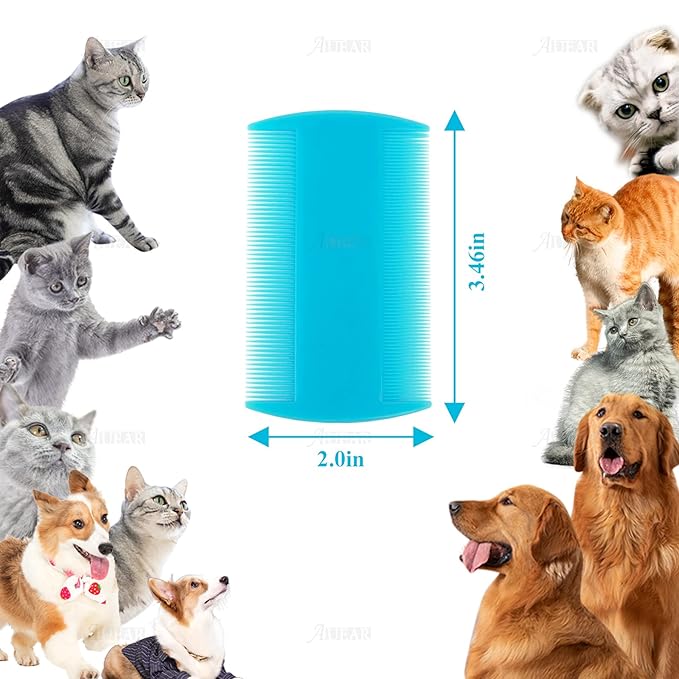 AUEAR, 12 Pack Plastic Pet Comb Flea Lice Dog Cat Double Sided Fine Tooth Hair Grooming 4 Colors