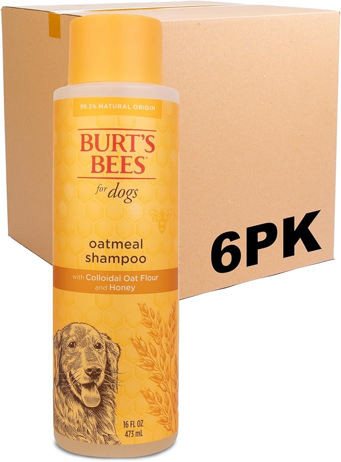 Burt's Bees for Pets Oatmeal Dog Shampoo with Colloidal Oat Flour and Honey, 6pk, 95% Natural Origin Formulas, Shampoo for Dogs - Gentle Dog Shampoo, Best Dog Shampoo, 6pk, 16 oz