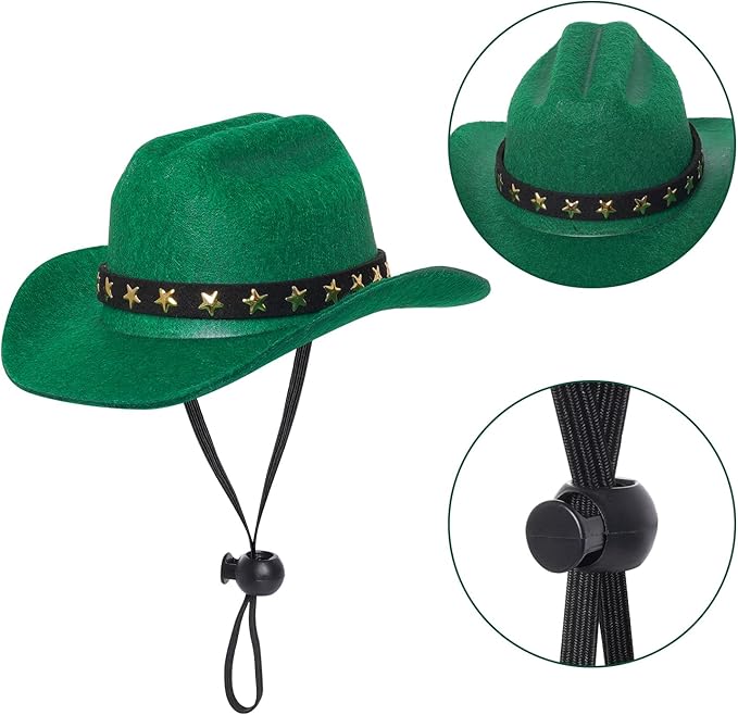 choyaxo Pet Cowboy Costume Cosplay Cap Halloween Costumes for Dogs Cat Pet Party Decoration Mini Cowboy Hat (Green, Small)
