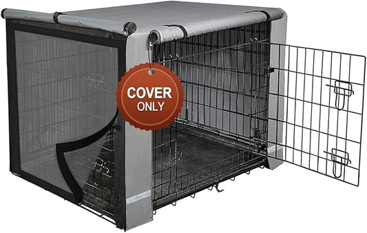 yotache Dog Crate Cover for 30" Medium Double Door Cage (not Include), 600D Polyester Privacy Pet Kennel Cover, Machine Wash & Dry, Gray