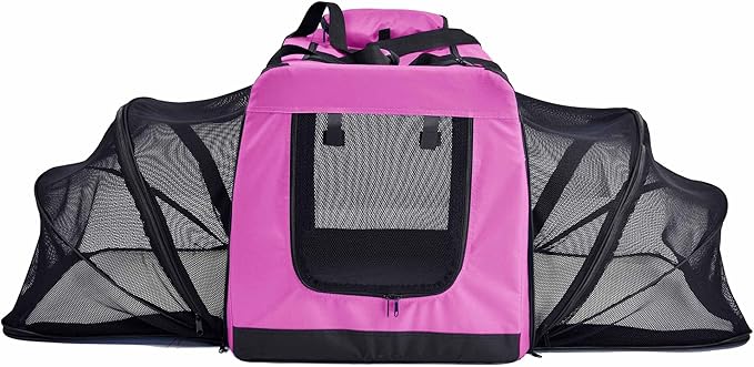 Pet Life Hounda Accordion Metal Framed Soft Folding Expandable Dog Crate - Collapsible Folding Pet Crate or Dog Kennel with Triple Expansion Room