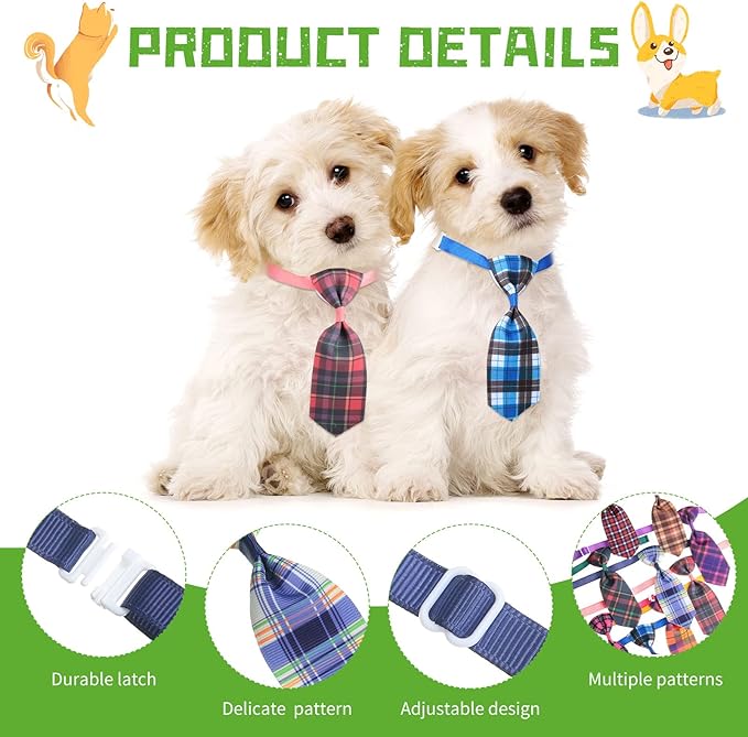 80 Pcs Dog Bows Dog Bow Ties for Small Dogs Assorted Pattern Dog Bowtie Dog Collar Bows Cat Bowtie Collar Dog Bowknot for Small Medium Puppy Pet Photography Festival Grooming Party (Plaid Tie)