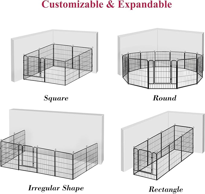 Dog Playpen Dog Fence Outdoor for Yard, 32inch 48 Panels Dog Pens Outside Anti-Rust Pet Playpen Exercise Pen with Lock for Large Medium Small Dogs, Portable Pet Fence for Yard RV Camping