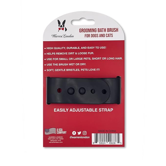 Warren London Grooming Bath Brush for Dogs and Cats | Applicator for Dog Shampoo, Hydrating Butter, or Pet Leave In Conditioner | Black