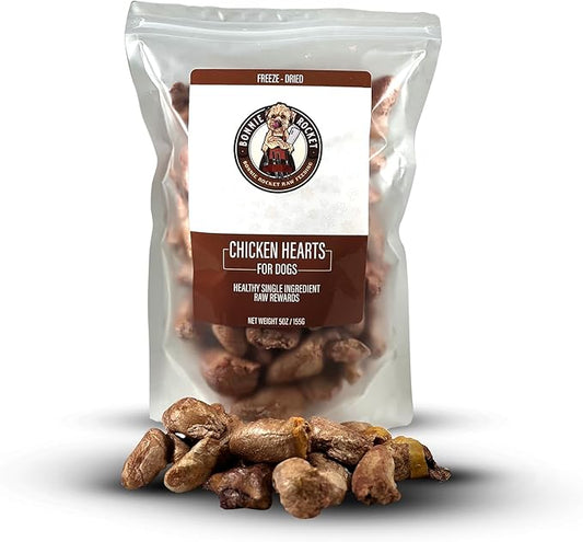 Freeze Dried Dog Treats – Single Ingredient Chicken Heart Dog Treat for Dogs & Cats