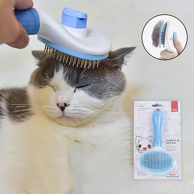 Cat Brush for Hair Removal, Dog Brush for Indoor Cats and Dogs, Suitable for Shedding & Haired Pets, Skin Friendly Hair Removal Beauty Tool, Blue
