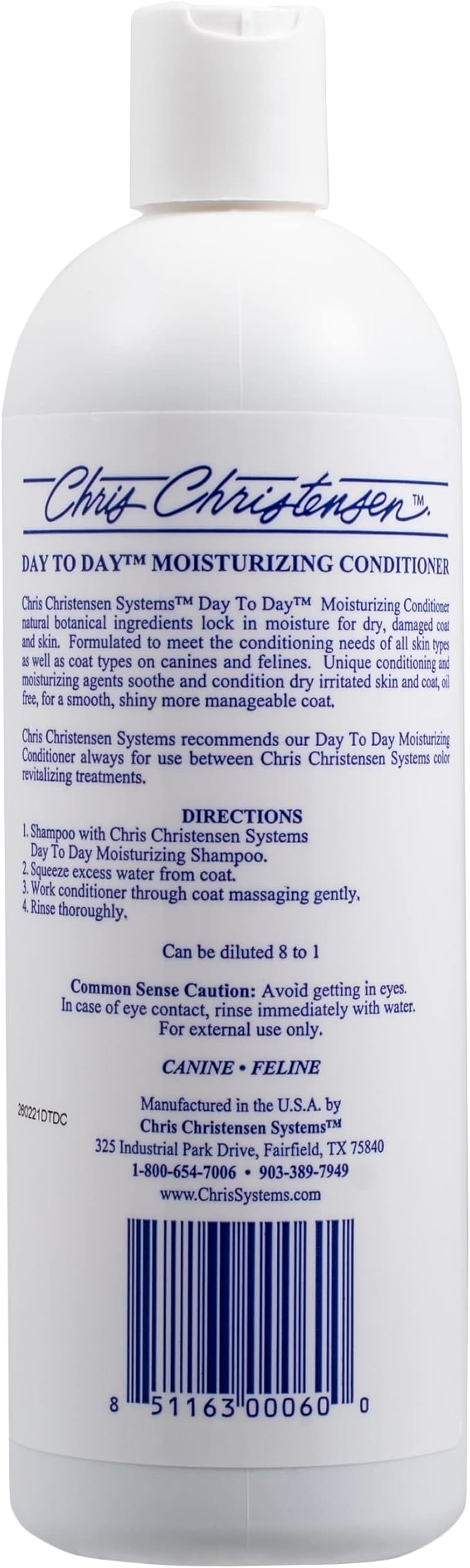 Chris Christensen Day to Day Grooming Bundle - Day to Day Concentrated Dog Conditioner, All Coat Types, Dilutable 8:1, 16 oz - Day to Day Concentrated Dog Shampoo, All Coat Types, Dilutable 8:1, 16 oz