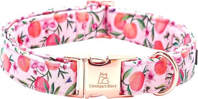 Lionheart glory Pink Dog Collar Peach Dog Collar Girl Soft Durable Adjustable Collar Spring Collar Dog for Medium Dogs