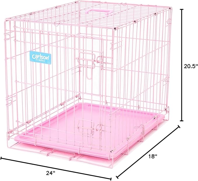 Carlson Pink Secure and Compact Single Door Metal Dog Crate, Small