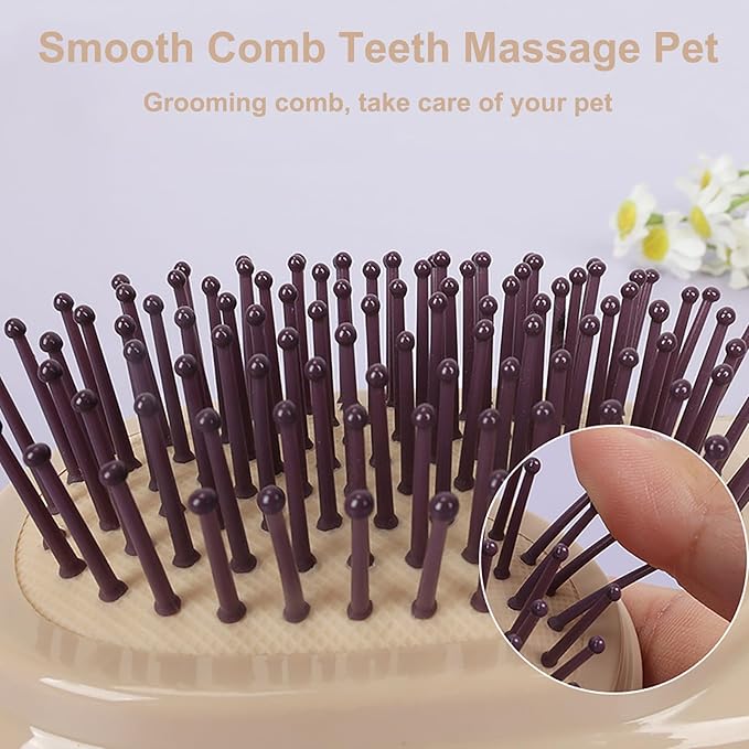 Cat Dog Grooming Brush, Air Cushion Massage Comb Hair Removal Comb for Short and Long Haired Pets Massage Tool Reduces Shedding Brush, Wine red