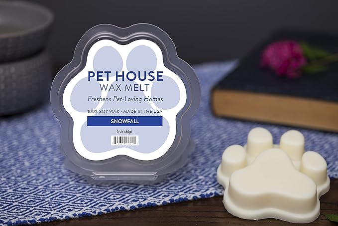 One Fur All Pet House Snowfall Scented Wax Melt - Long-Lasting Natural Odor Solution for A Fresh Smelling Home, Pet-Friendly Plant-Based Soy, 3 OZ