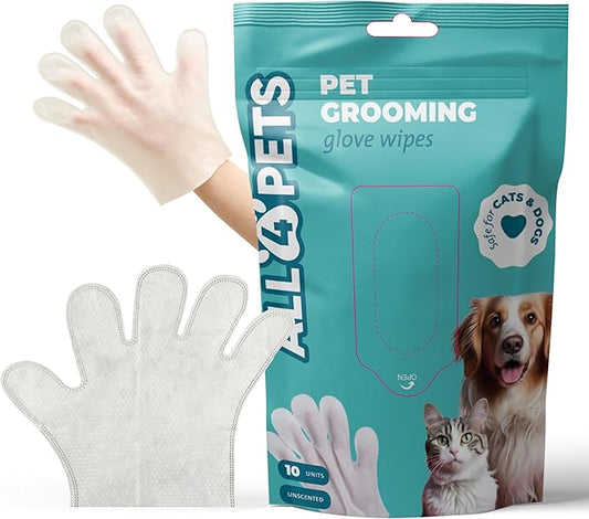Dog Washing Gloves 10-Pack Pet Grooming Gloves Natural Plant Fiber Dog Cleaning Wipes for Body, Ears, Tear Stain Wipes Ideal for Travel, Outdoors
