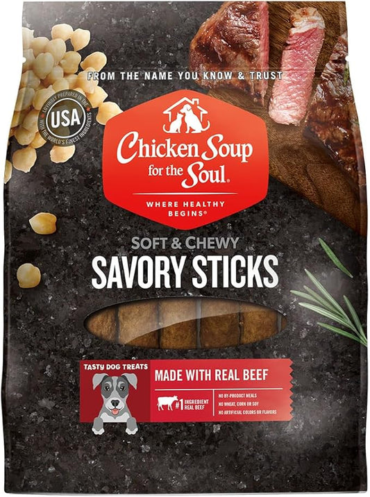 Chicken Soup for the Soul Savory Sticks Dog Treats, Beef, 32 Ounce Bag | Soy, Corn & Wheat Free, No Artificial Flavors or Preservatives
