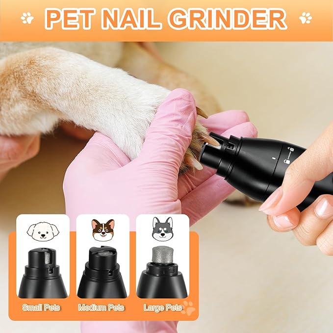 4 in 1 Dog Grooming Kit with USB-C Charging, Paw Trimmer for Small Dogs, Cats, Pet Hair Clippers Dog Nail Grinder, Low Noise Cordless Hair Trimmer with 2 Speed Modes