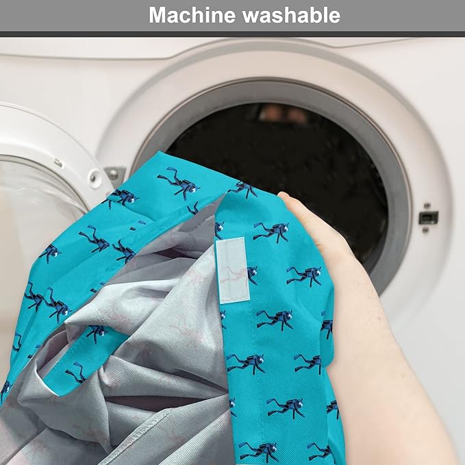 Lunarable Scuba Dog Crate Cover, Repeating Diving Man Nautical Pattern, Easy to Use Pet Kennel Cover for Medium Large Dogs, 48 Inch, Sea Blue Night Blue