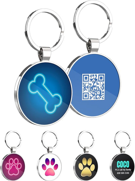 QR Code Dog Tag,Dog Tags Personalized for Pets, Custom Dog Name ID Tags Personalized Dog and Cat Tags -Free Online&Scan QR Receive Instant Location Alert Email