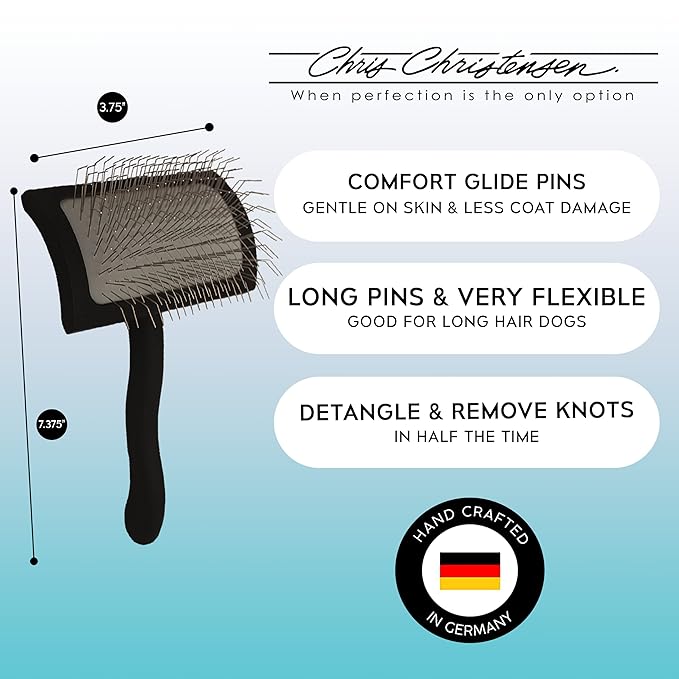 Chris Christensen Big K Dog Slicker Brush for Dogs (Goldendoodles, Labradoodles, Poodles), Groom Like a Professional, Fluff Detangle Style, Saves Time Energy, Black, Medium