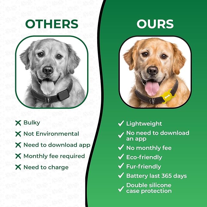 Smart Pet Tracker, Dog Tracker with Collar Holder, Smart Tag for Seamless Location Tracking, Work with Find My, Not GPS Tracker (Yellow)