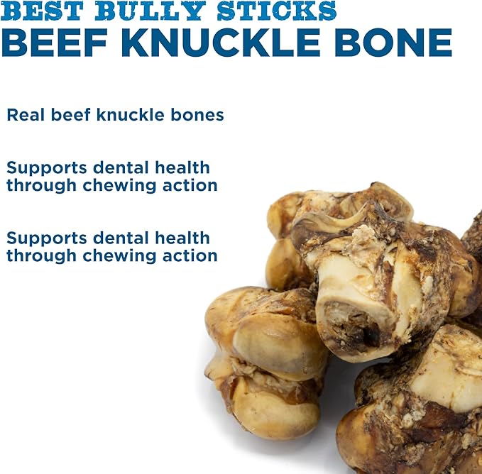 Best Bully Sticks All Natural Beef Knuckle Bones for Dogs - 5 Pack - Long Lasting Dog Bones for Aggressive Chewers
