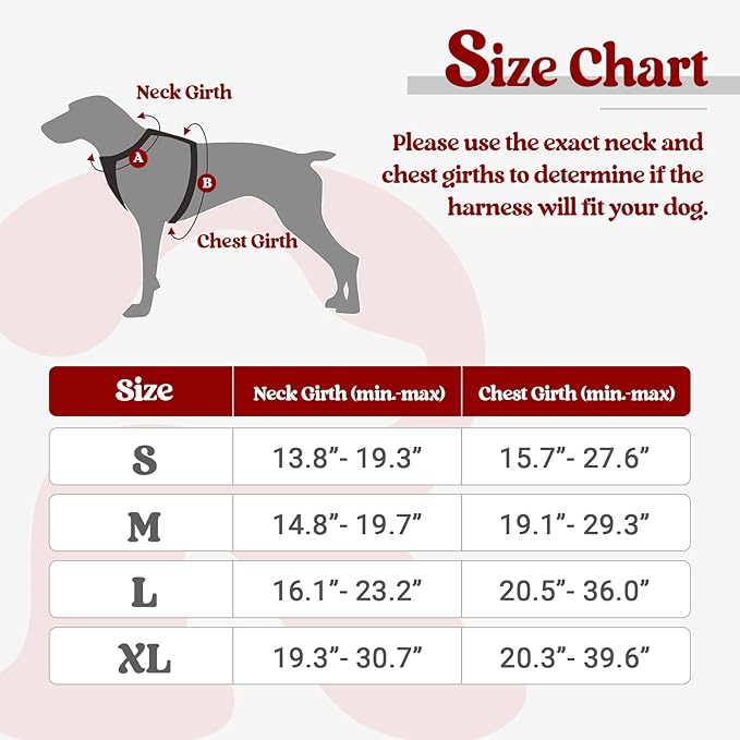 rabbitgoo Dog Harness for Large Dogs No Pull, Comfortable Padded Plaid Dog Harness with Handle Easy Control, Adjustable Reflective Puppy Pet Harness Vest with 2 Leash Clips, Red Plaid, XL