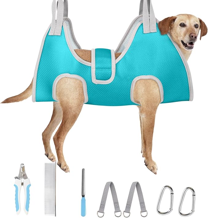 Supet Dog Grooming Hammock Harness, Relaxation Sling for Nail Trimming with Thick Fabric Back Support, Helper Dog Hammock for Nail Trimming Clipping