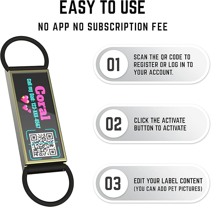 QR Code Dog Tag,Dog Tags Personalized for Pets, Custom Dog Name ID Tags Personalized Dog and Cat Tags -Free Online&Scan QR Receive Instant Location Alert Email