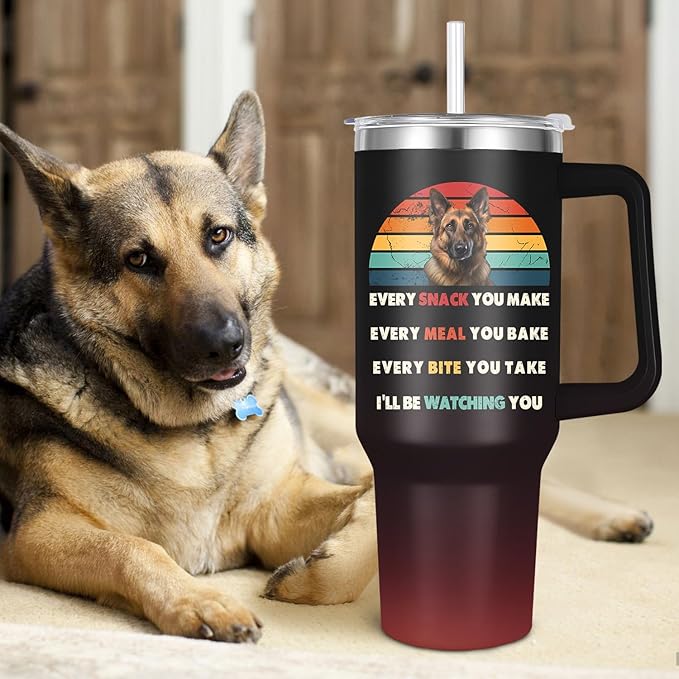 German shepherd Tumbler for Dog Owner Gift,German shepherd Water Bottle with Handle Insulated Reusable Stainless Steel 40oz (German shepherd)
