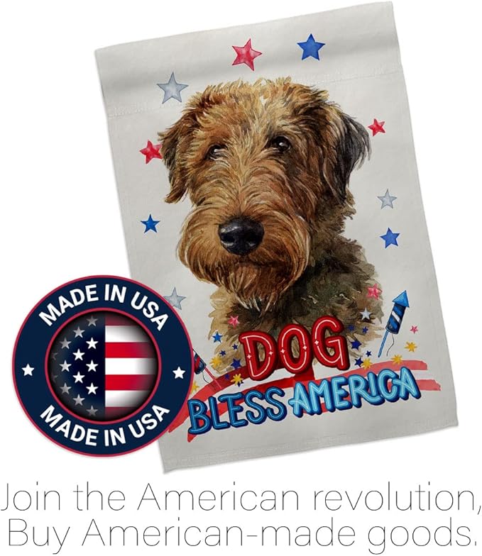 Breeze Decor Patriotic Welsh Terrier Garden House Flag-Set Dog Puppy Spoiled Paw Canine Fur Pet Nature Farm Animal Creature Decoration Banner Small Yard Gift Double-Sided, Made in USA