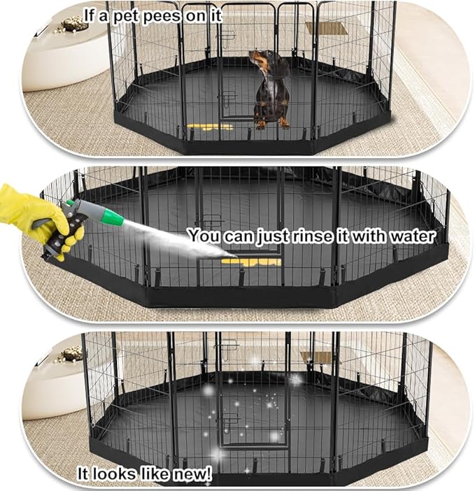 PJYuCien Dog Playpen Bottom Pad,Fits 32 Inch Width 8 Panels Regular Octagon Metal Exercise Pet Playpen,Black (Note:Playpen Not Included !!!)