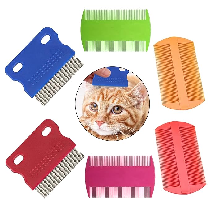 6 Pcs Dog Cat Hair Removal Massaging Combs, Dandruff & Stain Remover (Random Colour)