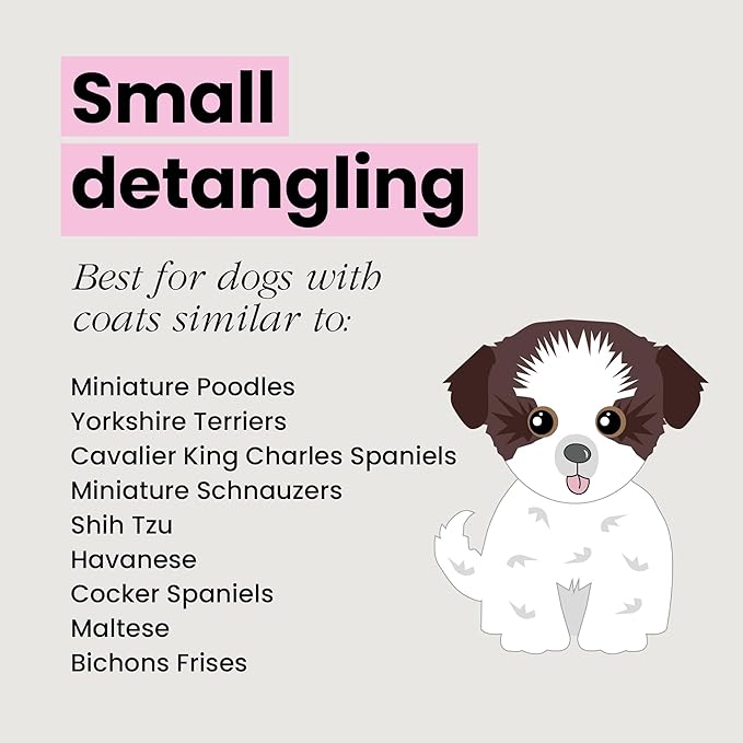 Pet Teezer by Tangle Teezer Detangling Dog Grooming Brush, Dry Brush & Dog Bath Brush for Wet or Dry Fur & Light Shedding Breeds, Small, Lilac/Yellow