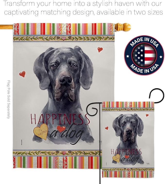 Breeze Decor Black Dane Happiness House Flag Eagle Set Dog Puppy Spoiled Paw Canine Fur Pet Nature Farm Animal Creature Banner Small Garden Yard Gift Double-Sided, Made in USA