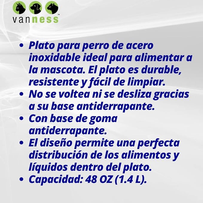 Van Ness Pets Medium Stainless Steel Dog Bowl, 48 OZ (Pack of 3)