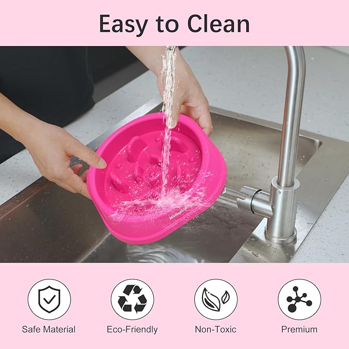 MateeyLife Small Slow Feeder Cat Bowls, Anti-Choking Puzzle Cat Food Bowls, Non Slip Interactive Dog Feeding Slow Down Eating, Bloat Stop Maze Dishes Dog Feeder for Small Breeds 1 Cup Purple