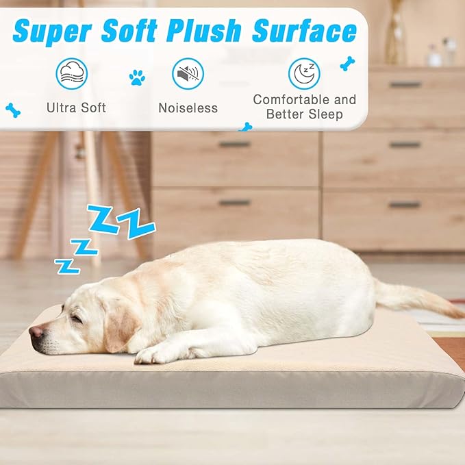 Dog Bed Covers Replacement Washable 100% Waterproof Dog Bed Cover 2 Pack Soft Noiseless Dog Bed Sheets for Dog Bed/pet Bed, 42" x 28" Beige