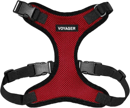 Voyager Step-in Lock Pet Harness - All Weather Mesh, Adjustable Step in Harness for Cats and Dogs by Best Pet Supplies - Red/Black Trim, XS