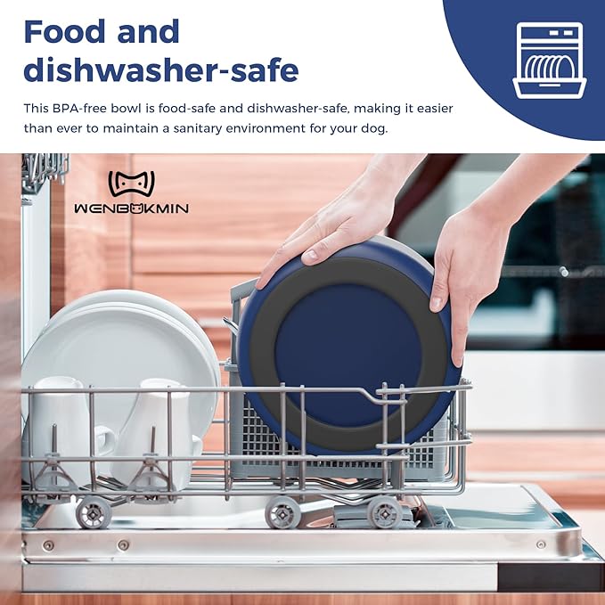 Dog Bowl, Stainless Steel Dog Food and Water Bowl with Non Slip Quiet Bottom, Easy to Clean, Dishwasher Safe, 64oz, Blue