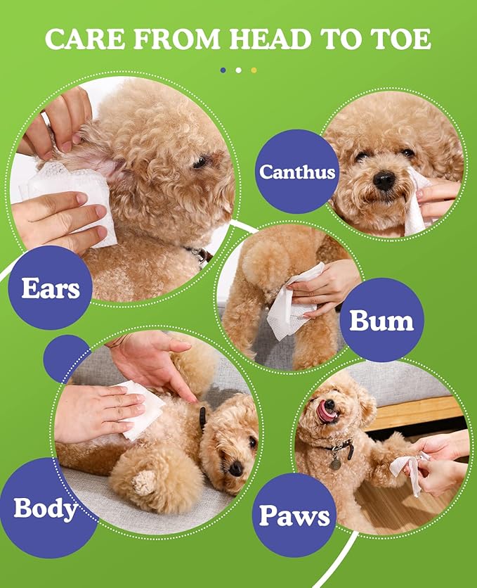 Dog Wipes, Puppy Wipes for Face Eye Ears Body Bath, Pet Wipes for Dog Cat Paws Butt, Unscented Hypoallergenic Thick Dog Grooming Wipes for Cleaning Deodorizing, 100 Count, White