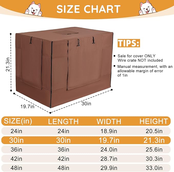 Dog Crate Cover 30 Inch Thickened Dog Kennel Cover Windproof Puppy Cage Cover with Mesh Windows on Both Sides Portable Crate Covers for Dogs Cages Fit for Indoor/Outdoor Use