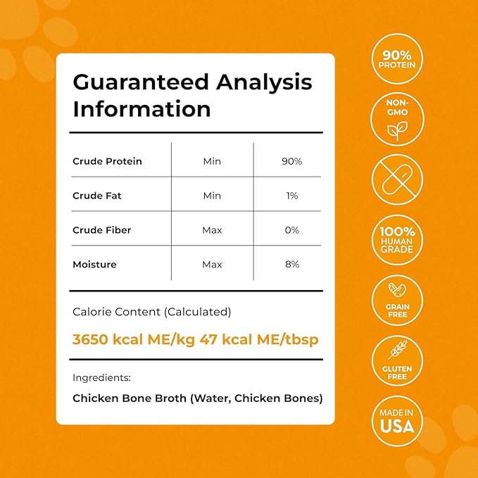 Chicken Bone Broth for Dogs - Dog Safe Bone Broth - Delicious Bone Broth Powder for Dogs - Bone Broth for Cats - Bone Broth Without Onion and Garlic - Chicken Broth for Dogs