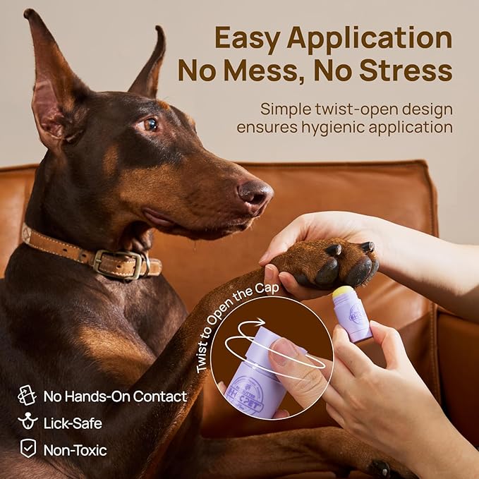 HICC PET Dog Paw Balm 0.21 oz for Dogs & Cats, Soothing Paw Balm Dogs Lick Safe, Moisturizing and Healing Dry Cracked Paws Cat Paw Balm, All-Natural Paw Wax for Dogs, Improves Rough Paws Relieves Odor
