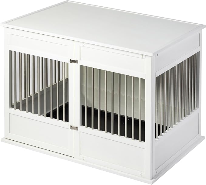 New Age Pet Horizon Pet Crate - Durable ECOFLEX with Stainless Steel Spindles, Bone-Shaped Latches, Easy Access Door, Stylish Design, 10-Year Warranty, Available in 3 Sizes & 2 Colors