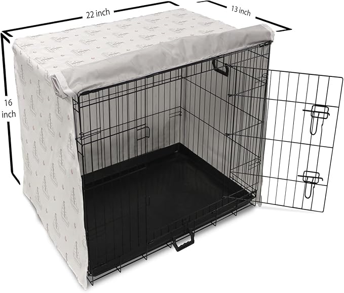 Lunarable Sail Boat Dog Crate Cover, Heart Patterned Sail with Anchor Ships Transportation Nautical, Easy to Use Pet Kennel Cover for Small Dogs Puppies Kittens, 22 Inch, Blush Black White