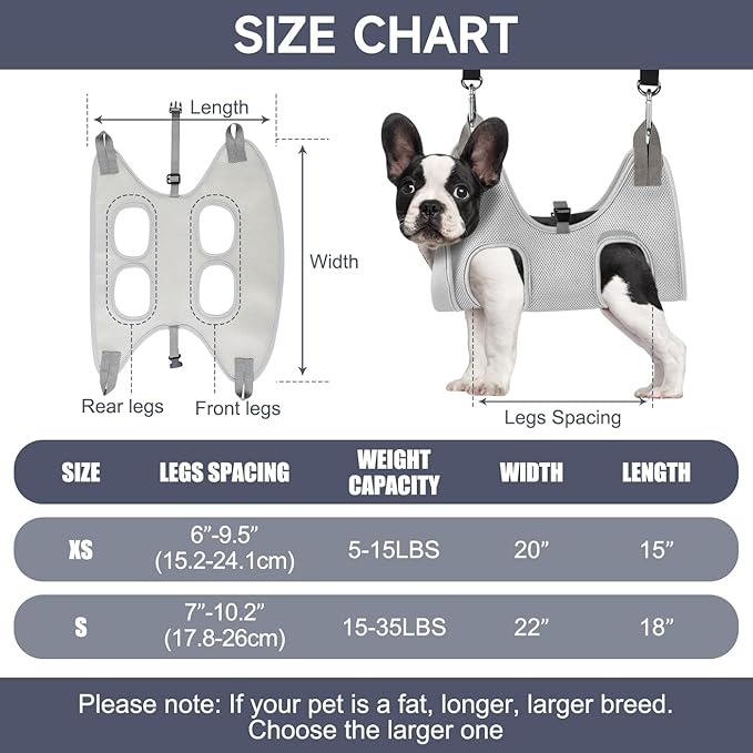 Dog Grooming Hammock, Dog Grooming Harness, Dog Nail Trimming Restraint, Dog Nail Clippers for Small Dogs,Grooming Hammock for Small Dogs, Pet Grooming Hammock (Extra Small)