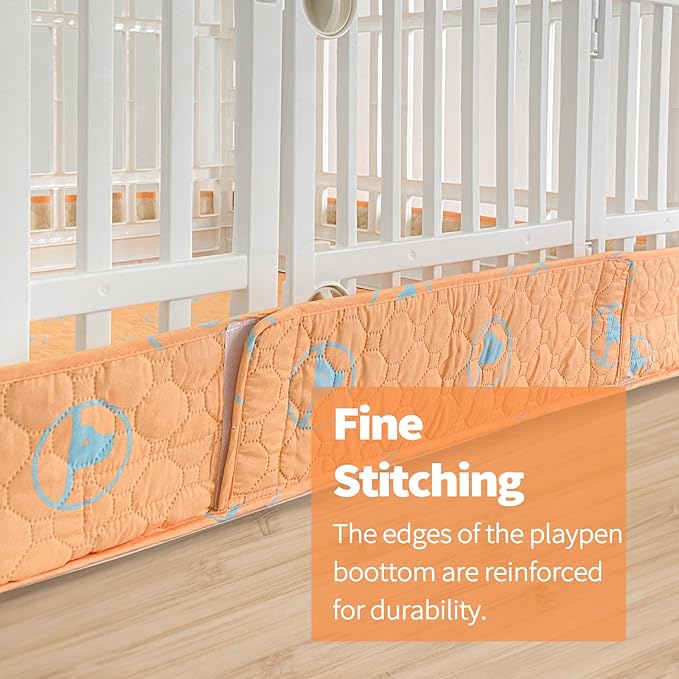 PJYuCien Dog Playpen Bottom Pad Fits for 36 Inch 4 Panels Exercise Pet Pen, Using as a Fence Stabilization and Puppy Pen Mat, Hoop and Loop Design,Orange (Playpen Not Included)