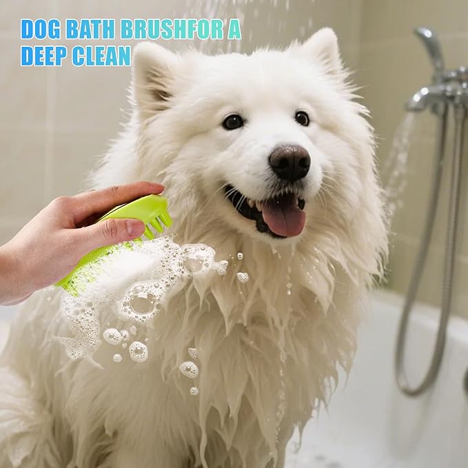 4-Piece Rubber Pet Grooming Kit for Dogs and Cats - Gentle Deshedding Brush & Massage Gloves, Suitable for Short & Long Hair, Bathing and Shedding Tool（3 * Blue+Green）