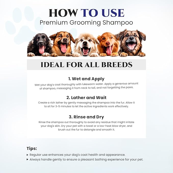 605Products - Natural Dog Shampoo for Itchy and Sensitive Skin, Puppy Shampoo and Odor Eliminator for Smelly Dogs and Puppies, Pet Shampoo and Deodorizer - Dog Bath Supplies (Blue Ribbon)