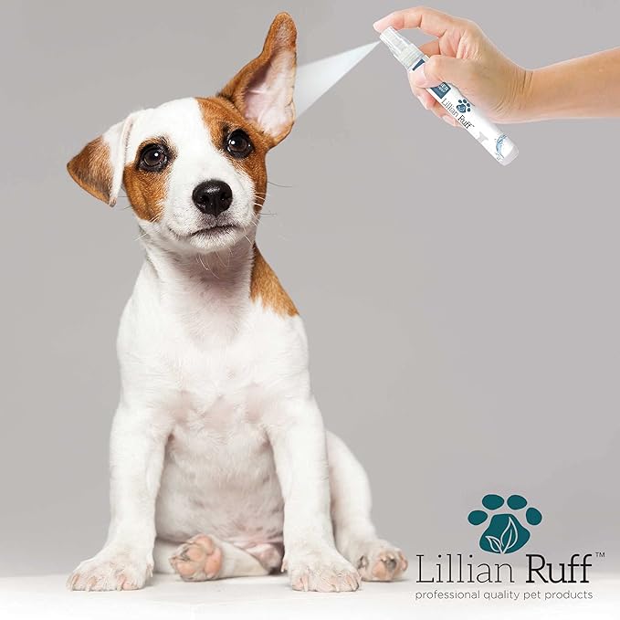 Lillian Ruff Travel Kit for Dogs | Dog Grooming Spray for Airline Travel, Dog Camping, Dog Beach | Deodorizing Waterless Dog Shampoo x4, Dog Breath Freshener, Dog Detangler Spray, Dog Ear Cleaner