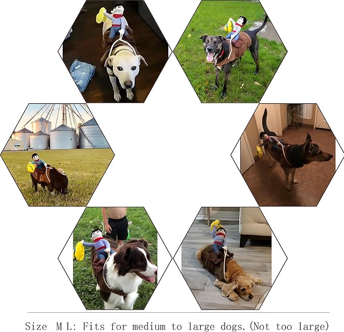 NACOCO Cowboy Rider Dog Costume for Dogs Clothes Knight Style with Doll and Hat for Halloween Day Pet Costume (L)