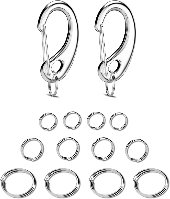 Divoti Leash King Pet Tag Quick Clip/Sping-Load Hook Combo for Pet ID Tags - 2 Medim w/Pack of Split Rings